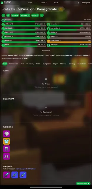 【Java Edition + Bedrock Edition 】✅Full access✅Lc | 74 lvl skyblock | 34m networth, Sale, All account data