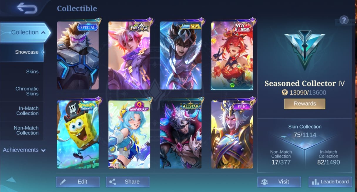 LIMITED➖Honor (Miya) ELITE➖Verdant Knight (Edith), Abyss Guard (Terizla), Sale, Rank: Epic, Level: 28, Winrate: 75%, Heroes: 56, Skins: 75