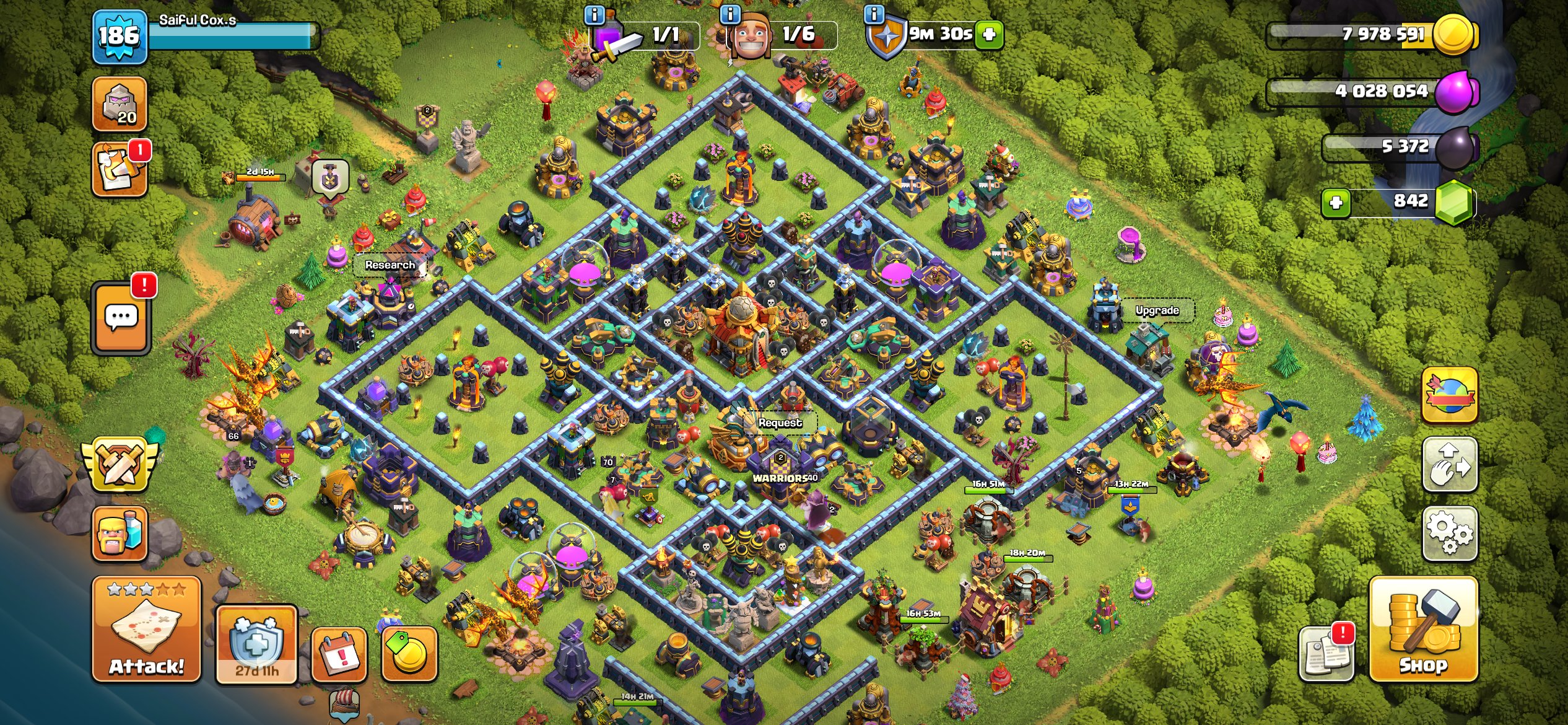 🚨TH 16🚨 ~~ 66-70-48-40-23-3 || 6️⃣Builders ||🔥GOOD Equipments🔥|| 246 CWL 🏆|| FULL ACCESS ✔️, 16 TH Main Village, 10 TH Builder