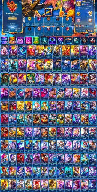 WorldPacquiao,Hero Lancelot,Kung Fu Ling,Star Wars Kimmy,Exo Kagura-Haya,Naruto Gossen,Cof Gossen,JJK, Sale, Rank: Legend, Level: 221, Win Rate: 56%, Heroes: 133, Skins: 802