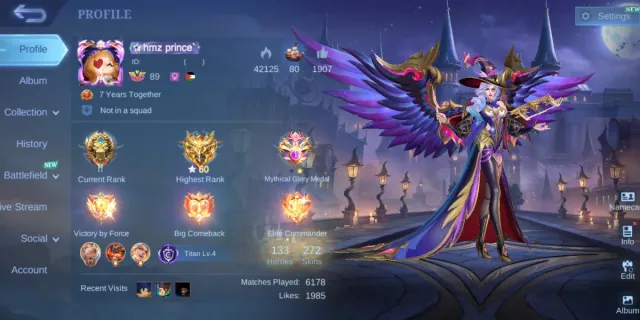 ⚜️ COLLECTOR NATALIA ✨ LUCKYBOX ALICE & ESTES 💥 KOF KARINA 🔰 3 LIGHTBORN 💠 25 EPIC SKIN, Продажа, Ранг: Легенда, Уровень: 89, Процент побед: 48%, Герои: 133, Облики: 272