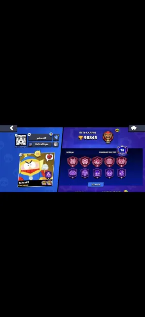 top account, 99000 trophies❤️ full power points ❤️ over 320 skins, no linked number ❤️ cheap-fast❤️, 99000 trophies, 106 brawlers, 74 primes