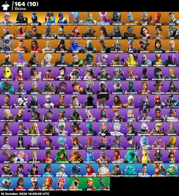 ⚡ 【FORTNITE】 💎 Lara Croft, Midas, Take The Elf, Drift 💎 164 skins | 2495 level | 1250 V-Bucks, Sale, skins 164