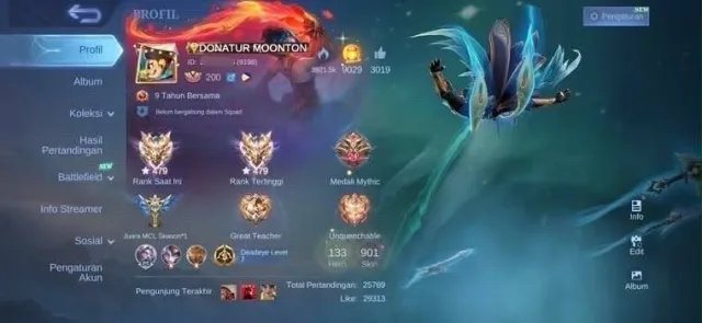 ⚡️479 Stars at max⚡️900 Skins⚡️12 Globals⚡️Fierce account for all roles, selling cheap 🔥, Sale, Rank: Mythical Immortal, Level: 200, Win rate: 70%, Heroes: 138, Skins: 900