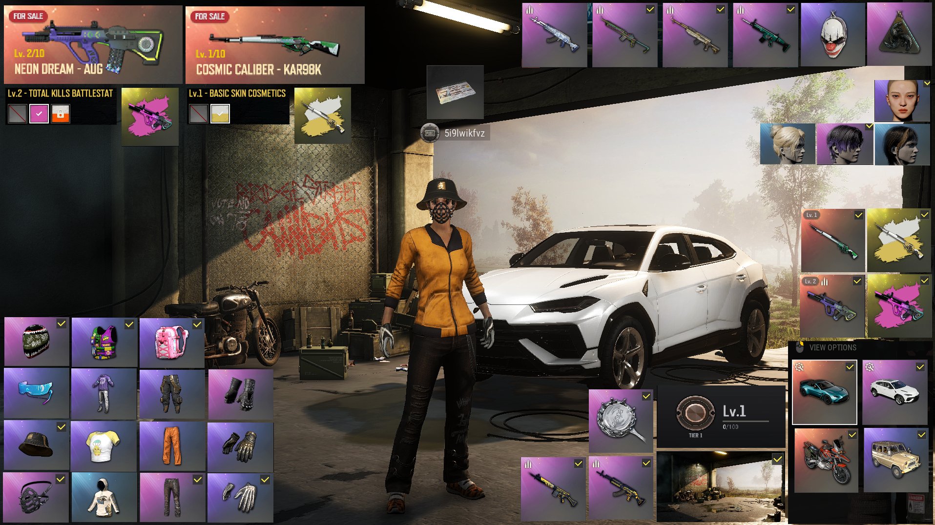 💖LAMBORGHINI URUS💖NEOM DREAM AUG + CHROMA MAGENTA💖KAR98K COSMIC + CHROMA🔥ASTON MARTIN V12 ROADSTER🔥, Yes BATTLEGROUNDS Plus