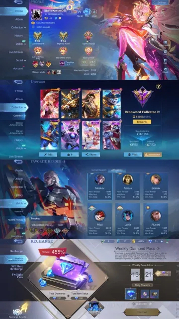 Obsidian Aspirant / Collector San, Sale, Rank: Mythical, Level: 50, Win Rate: 55%, Heroes: 90, Skins: 220