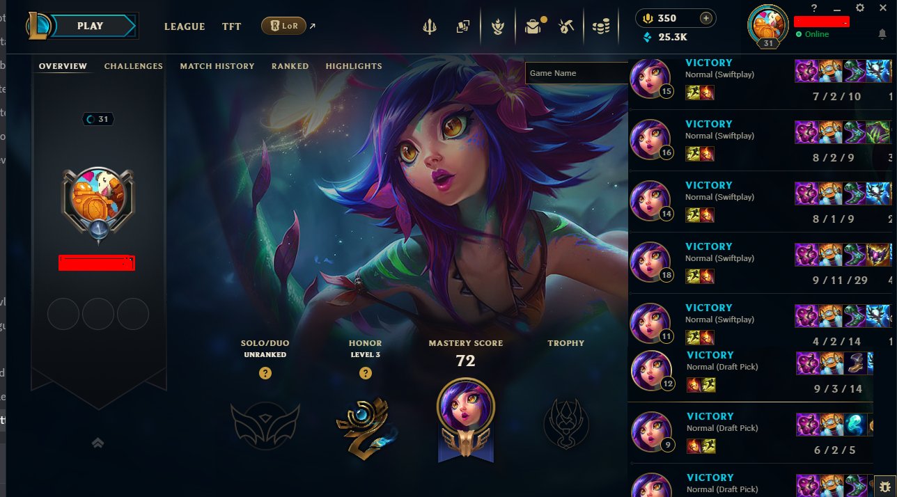 NA🔥Ranked ready丨UNRANKED丨10 normal complete 9win, Sale, level 30, champions 25, skins 2, Unranked