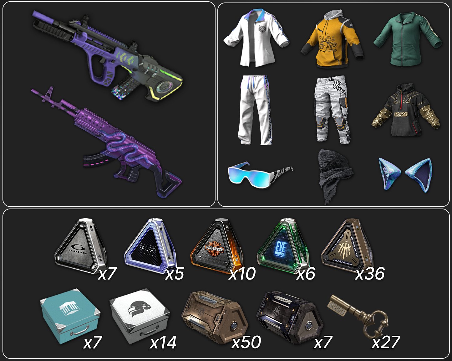 💖[PROGRESSIVE] NEON DREAM AUG + MEDUSA BERYL💖🔥145 CHESTS🔥🎀XINGHUN SET🎀🔥MANY SETS🔥, No BATTLEGROUNDS Plus