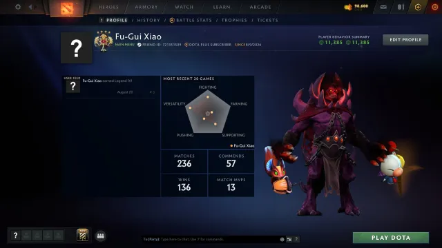 ✅【 LEGEND | 3579 MMR 】✅ ®️ 60 TOKEN ®️ 🎯 3 IMMORTALS ⏱️ CURIOSITIES 113 lvl, Verkauf, 3579 MMR, 11385 Anstand, 11385 Höflichkeit, 236 Spiele, 224 Stunden
