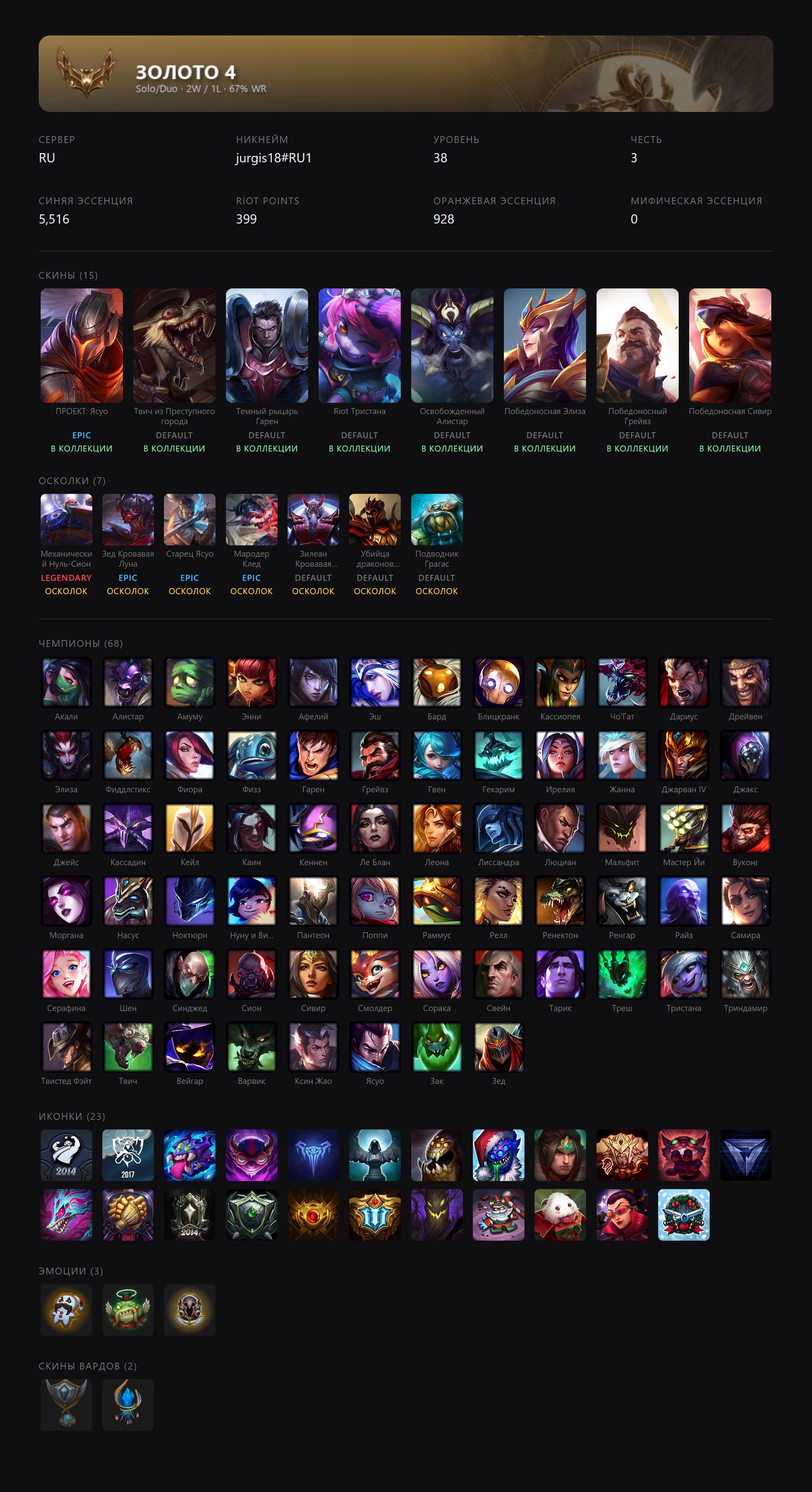 🟣┃HANDLEVELED┃🕗 INSTANT DELIVERY┃🔥 SKINS IN DESCRIPTION┃🤍 FREE NICKNAME CHANGE┃✅ EMAIL, Sale, level 38, champions 68, skins 15, Gold