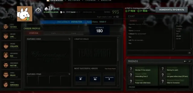 compte avec les phrases de Team Spirit, Vente, 7900 intégrité, 7900 politesse, 90 matchs