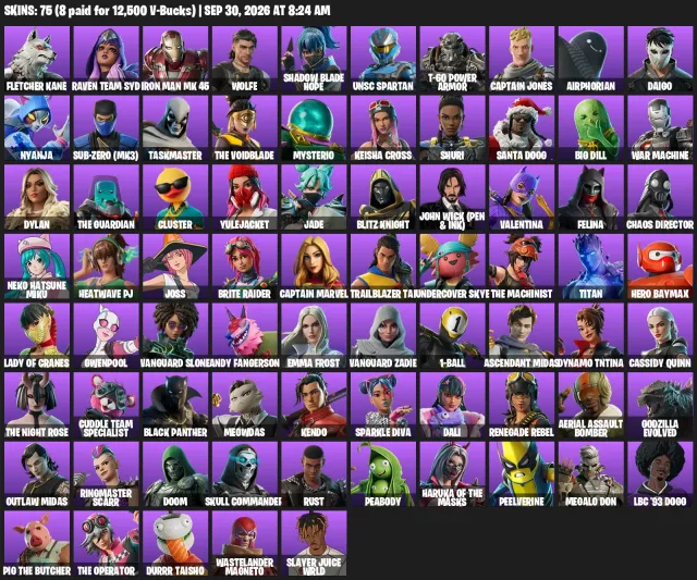 FORTNITE | +1500 vb | MIDAS | MEOWMIDAS | MEOWSKUL | GRIDDY | FULL MIDAS PASS | IRON MAN, Sale, skins 75