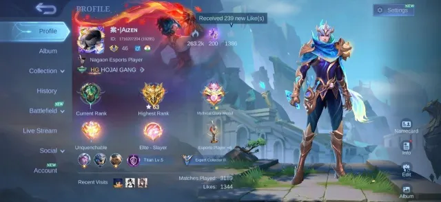Pace Fanny✨Epic Lancelot⚡Gusion💎Valir🌟Gara Vale💫Leomord✨Claude⚡Aldous💎Emblem Max, Продажа, Ранг: Эпик, Уровень: 46, Процент побед: 52%, Герои: 93, Облики: 145