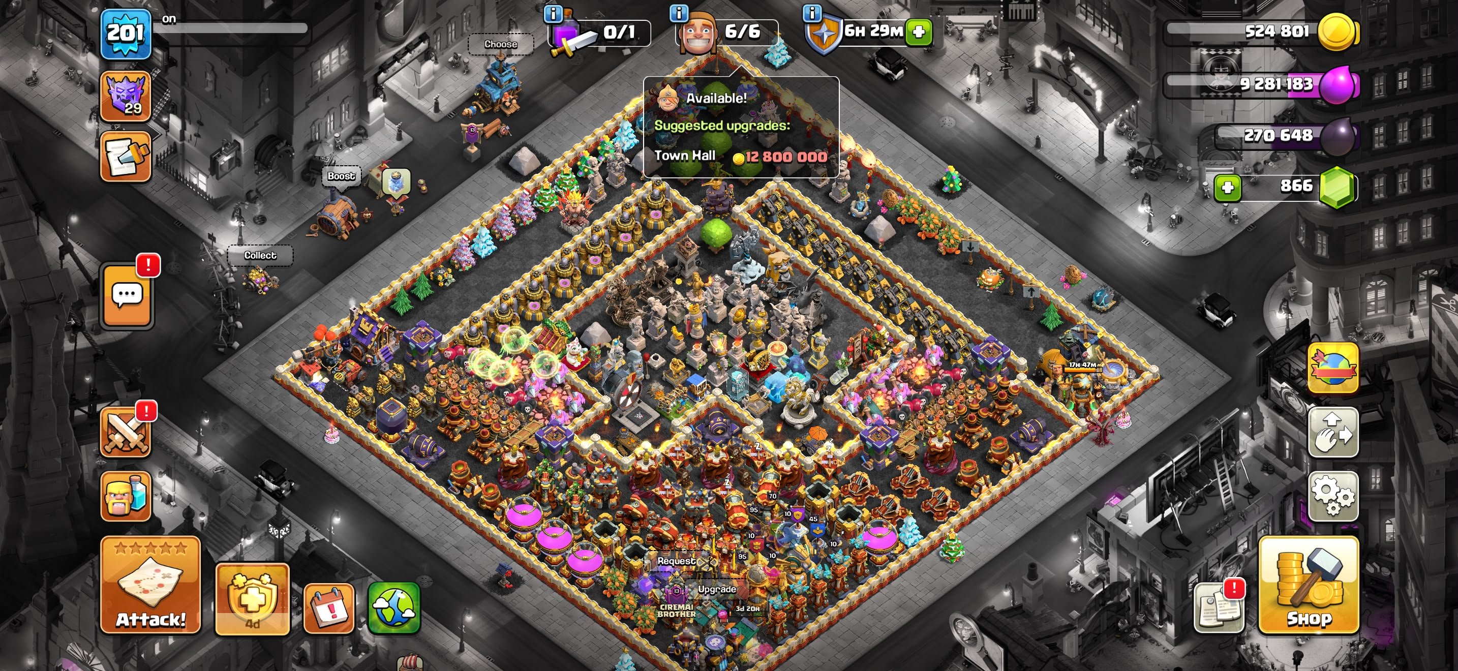 TH 16 Full Max ▣ World Rarest Decorations ▣ 95-95-80-70-45-15 ▣ 10x Epic Equipment 5x Max, 16 TH Main Village, 10 TH Builder