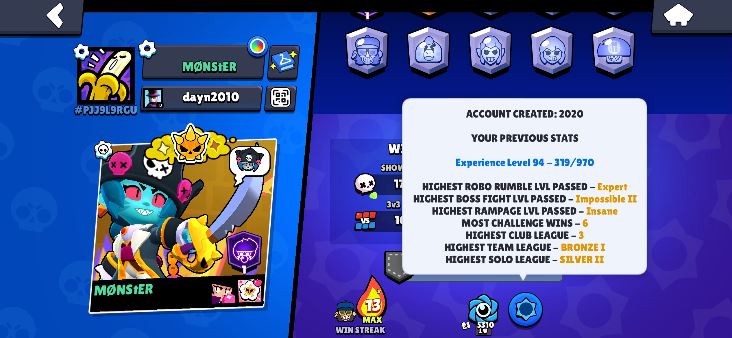 LOTS OF SKINS 74 BRAWLERS OLD ACCOUNT FROM 2020, trophies 22000, brawlers 76