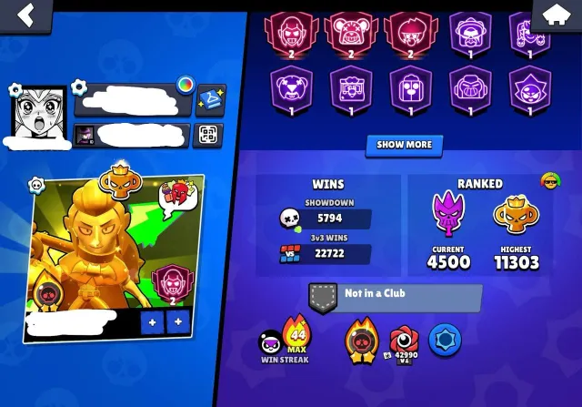 PRO RANK 🔥 MANDY MATCHERINO WINNER PIN🔥 2 METEOR 🔥 FULL ACCOUNT🔥, 95400 кубков, 104 бравлеров, 70 праймов