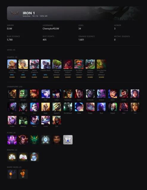 🟡┃👑 BATTLE ACADEMIA GAREN / LUNAR EMPRESS LUX / PULSEFIRE RIVEN┃🕗 АВТОВЫДАЧА┃🤍 СМЕНА НИКА┃✅ ПОЧТА┃, Продажа, уровень 34, чемпионы 29, скины 9, Железо