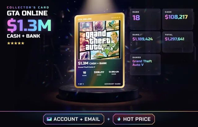🏎️ ◆ $1.3M ВСЕГО • РАНГ 18 • GRAND THEFT AUTO V • ПОЛНЫЙ ДОСТУП + ПОЧТА, Продажа
