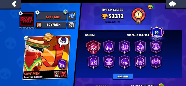 🧊Good Old account✅ since 2020, many rare skins, one 2 prime, trophies 53330, brawlers 104, primes 14