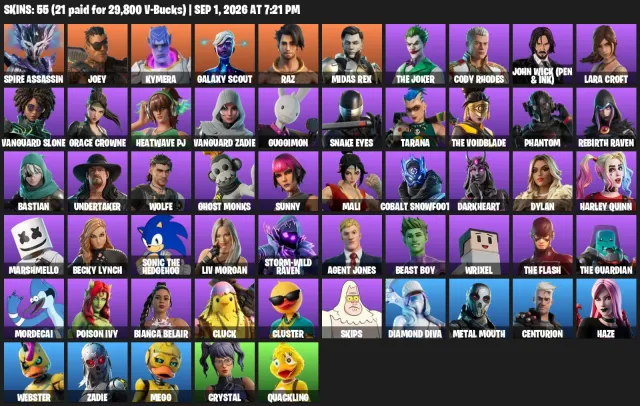 ✅AUTO Galaxy Scout l The Joker l Lara Croft l Harley Quinn l Marshmello l The Flash l Harley Hitter✅, Sale, skins 55