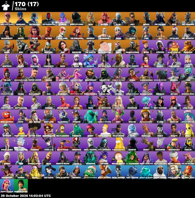 【 Peter Griffin 】【 Take The L 】【 Warpaint 】【 Catalyst 】, Sale, skins 170