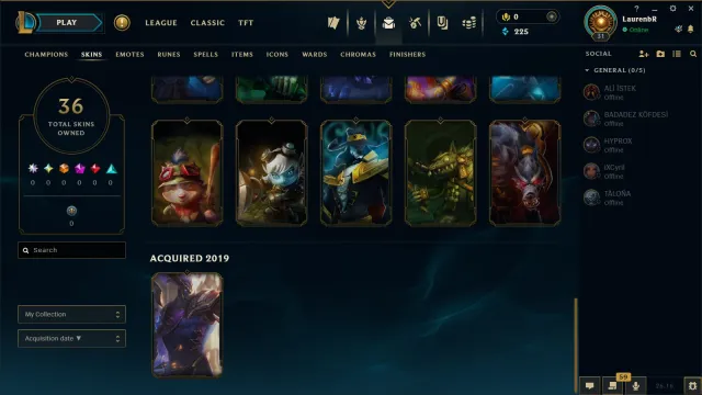 2019 Aged account Unranked, Sale, level 30, champions 20, skins 36, No rank
