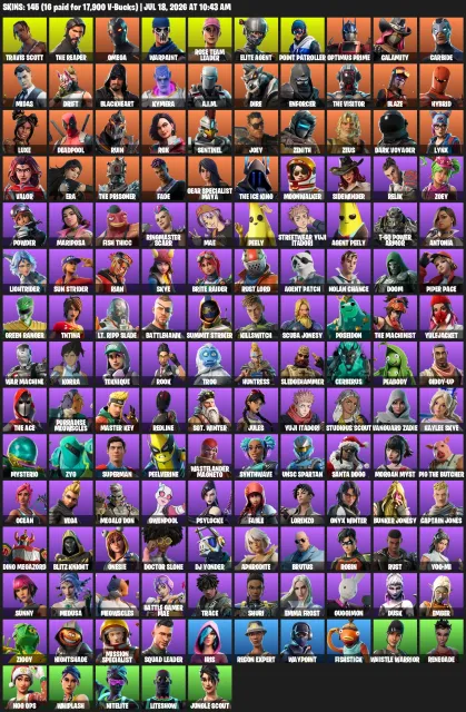 🔥 145 SKINS | TRAVIS SCOTT 🎤 | THE REAPER 💀 | OMEGA⚡ | GOLD MIDAS 👑 | DRIFT 🦊 | EMAIL CHANGEABLE 📧, Sale, skins 145