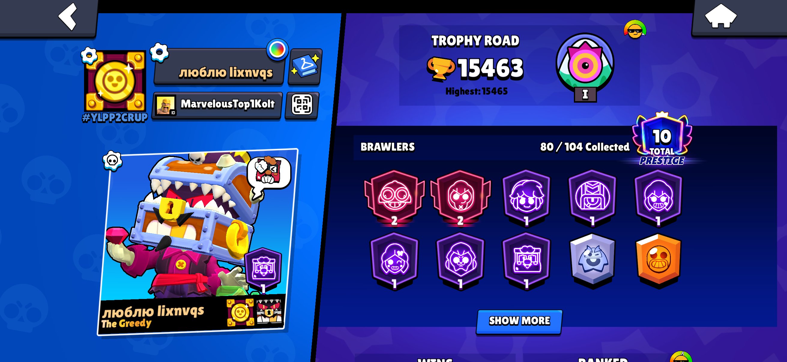 ‼️SELLING A GOOD, RATHER OLD ACCOUNT‼️ADDITIONAL PHOTOS IN PM, trophies 15463, brawlers 80, primes 10