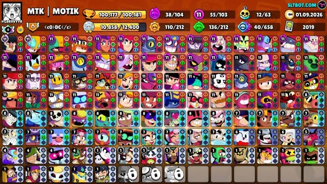 BRAWL STARS [LEAGUE 1][55-11 POWER]┃100001 TROPHIES┃104 BRAWLERS┃91 PRIMES┃MANY SKINS┃FULL ACCESS, 100000 trophies, 104 brawlers, 93 primes