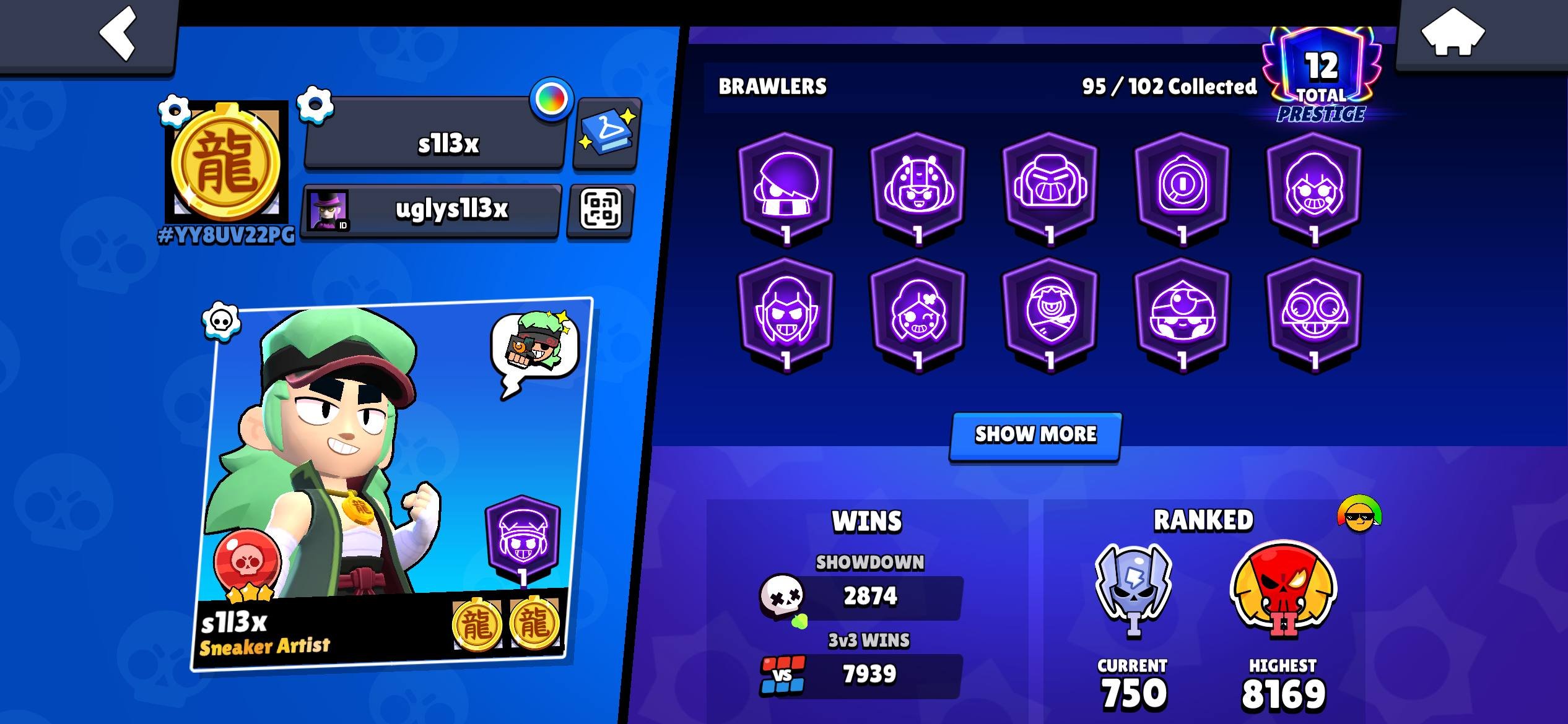 FAT ACCOUNT | FAT SKINS | OLD ACCOUNT | 54K TROPHIES | FAT UPGRADES | PERSONAL ACCOUNT!, trophies 54568, brawlers 95, primes 12