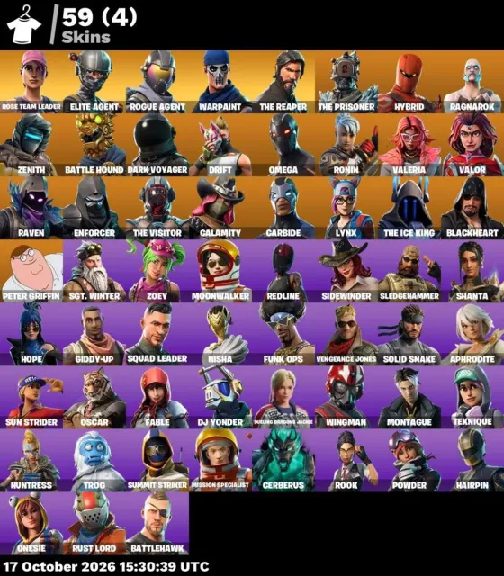 🔥 【FORTNITE】 💚 OG STW, Take The L, Elite Agent, The Reaper 💚 59 skór | 836 lvl | 850 V-Bucks, Sprzedaż, skór 59