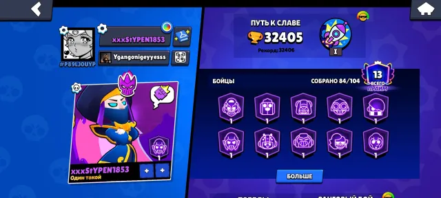 Imbovei akkaunt, trophies 32405, brawlers 84, primes 11