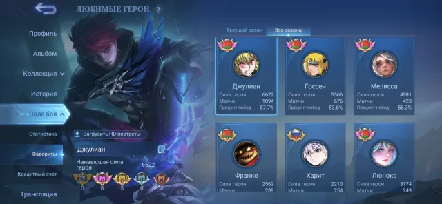 Quick sale of personal account, Sale, Rank: Mythical Immortal, Level: 86, Win rate: 52%, Heroes: 133, Skins: 355