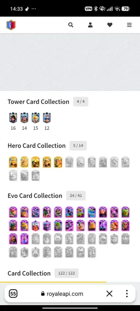ЖИР ОЛД АКК В Clash Royale 🔥, 34 арена, 1841 рівень, 14000 кубків, 122 карти, Ні