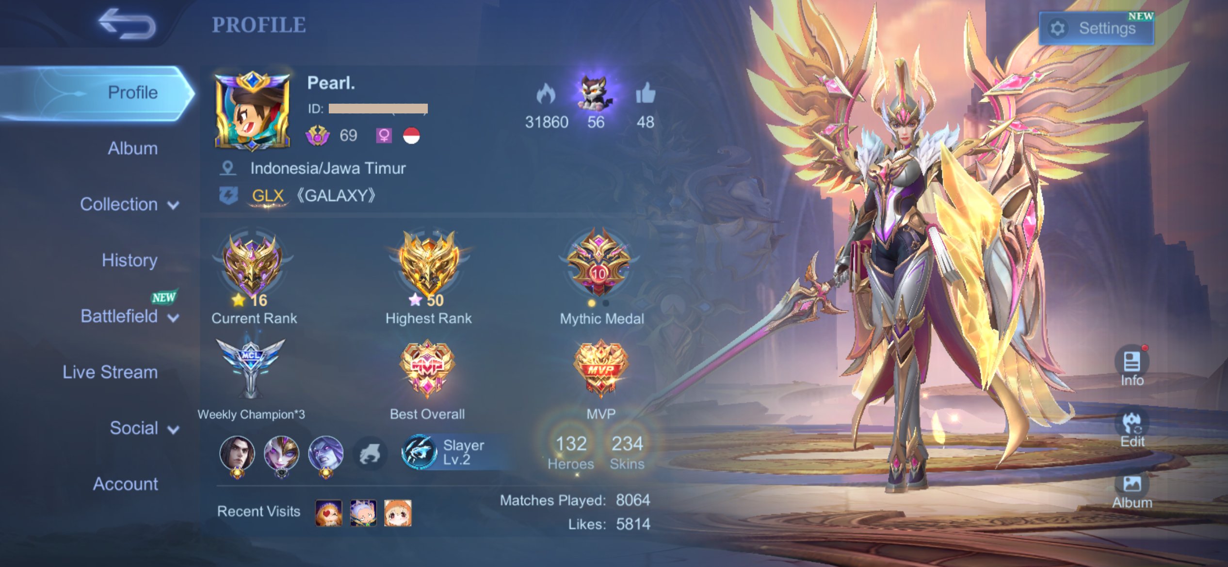 SAFE & CHEAP |EPIC RECALL SEAL OF ANVIL, ZHASK LUCKYBOX,LINGMWORLD,FRANCO LUCKYBOX & 29 EPIC SKIN, Sale, Rank: Mythic, Level: 187, Winrate: 49%, Heroes: 133, Skins: 332