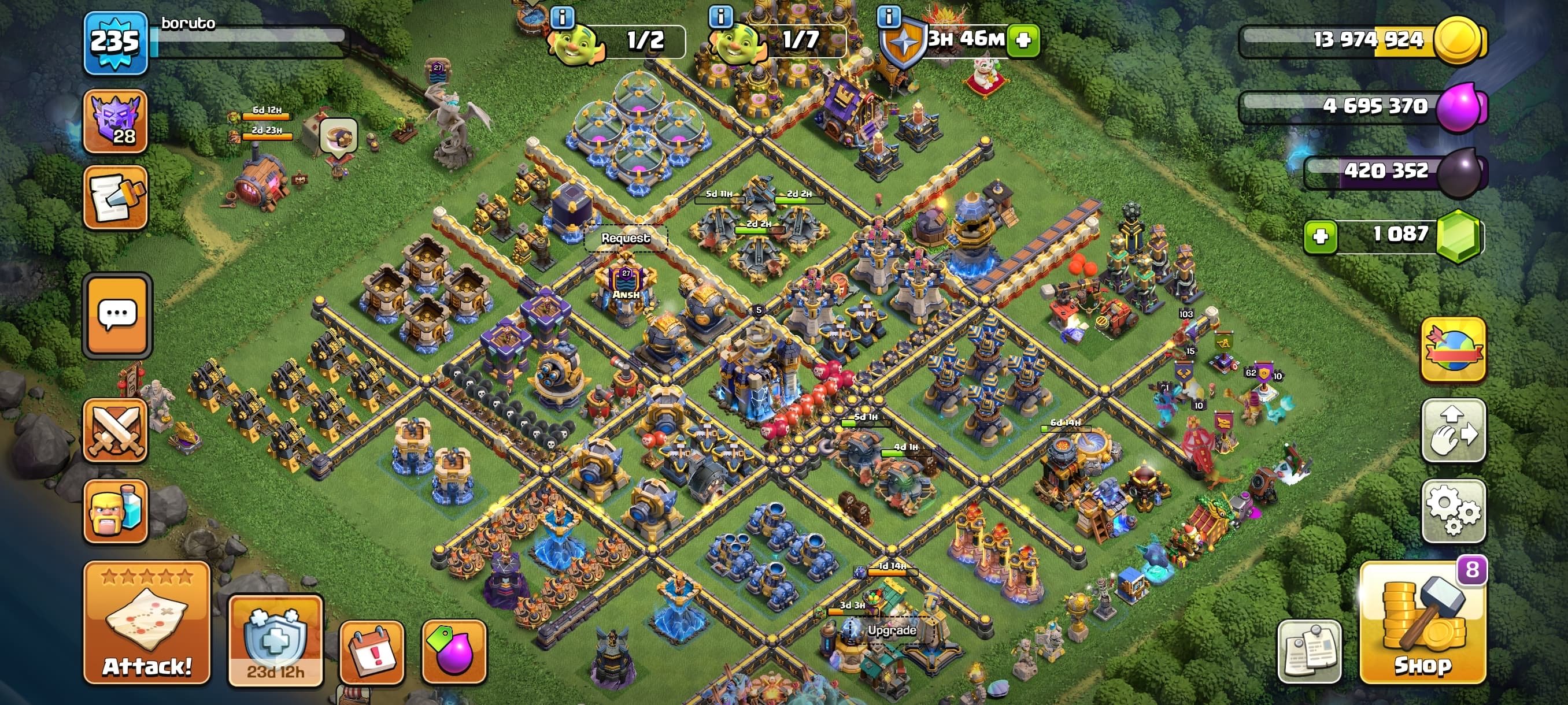 🔥 TH18 LEGENDS COC ACCOUNT FOR SALE 🔥 Name: boruto | Level 235 | Maxed Equipment, 18 TH Main Village, 10 TH Builder