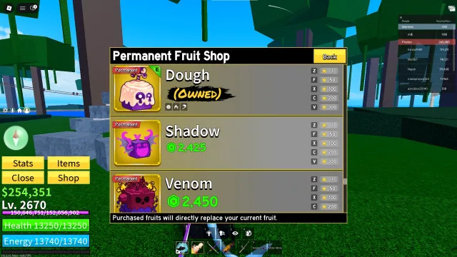 Lots of donation skins🏆 | 90 robux🤑| Perm Dough and 2670LVL at Blox Fruits and 1725LVL at Fisch✨, Sale, Voice chat: No