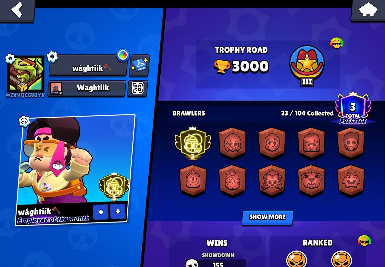 THIRD MASTERY TIER ON JAE-YONG  EVERYTHING ELSE IS A BONUS  THE BEST START  LOTS OF RESOURCES , trophies 3000, brawlers 23, primes 3