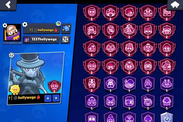 FAT ACCOUNT WELL LEVELLED WELL SUITED FOR BASE 60 11 POWER MANY SKINS DETAILS IN DM, 123000 trophies, 105 brawlers, 105 primes