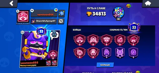 Top akk 34800 72 brawler very good akk, trophies 34813, brawlers 73, primes 22