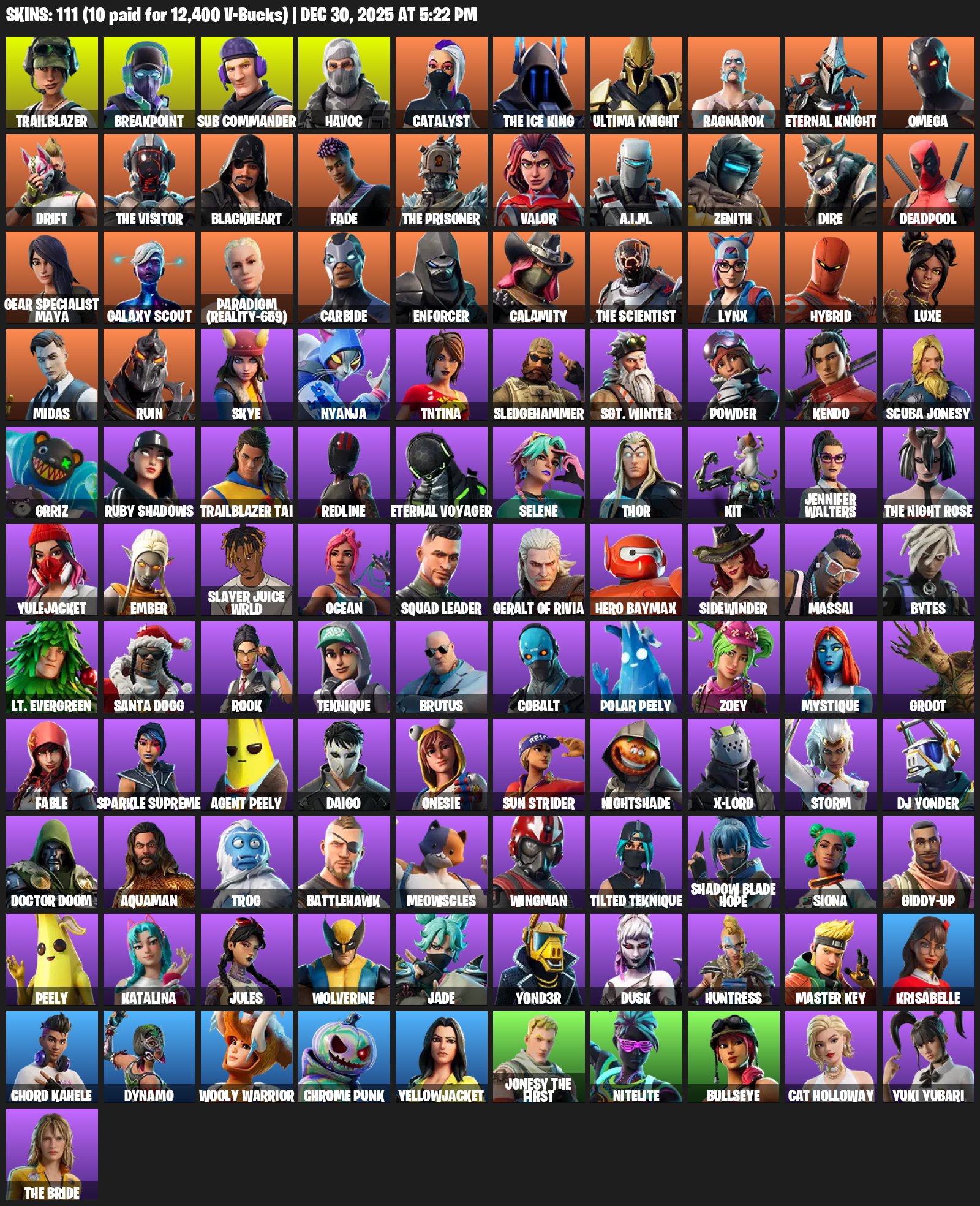🌸111 Skins💎Devastator💎Midas💎Ragnarok💎Seeker💎Battle Friend💎✨ Full Access✨, Sale, skins 111