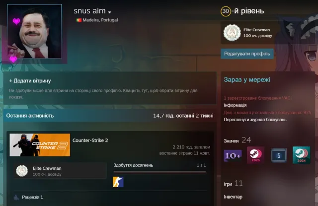 CS2 24800 RATING STEAM 30 LVL DOTA 2 VAC BAN FACEIT BAN PRIME EMPTY INVENTORY, Sale, Inventory empty, Has PRIME