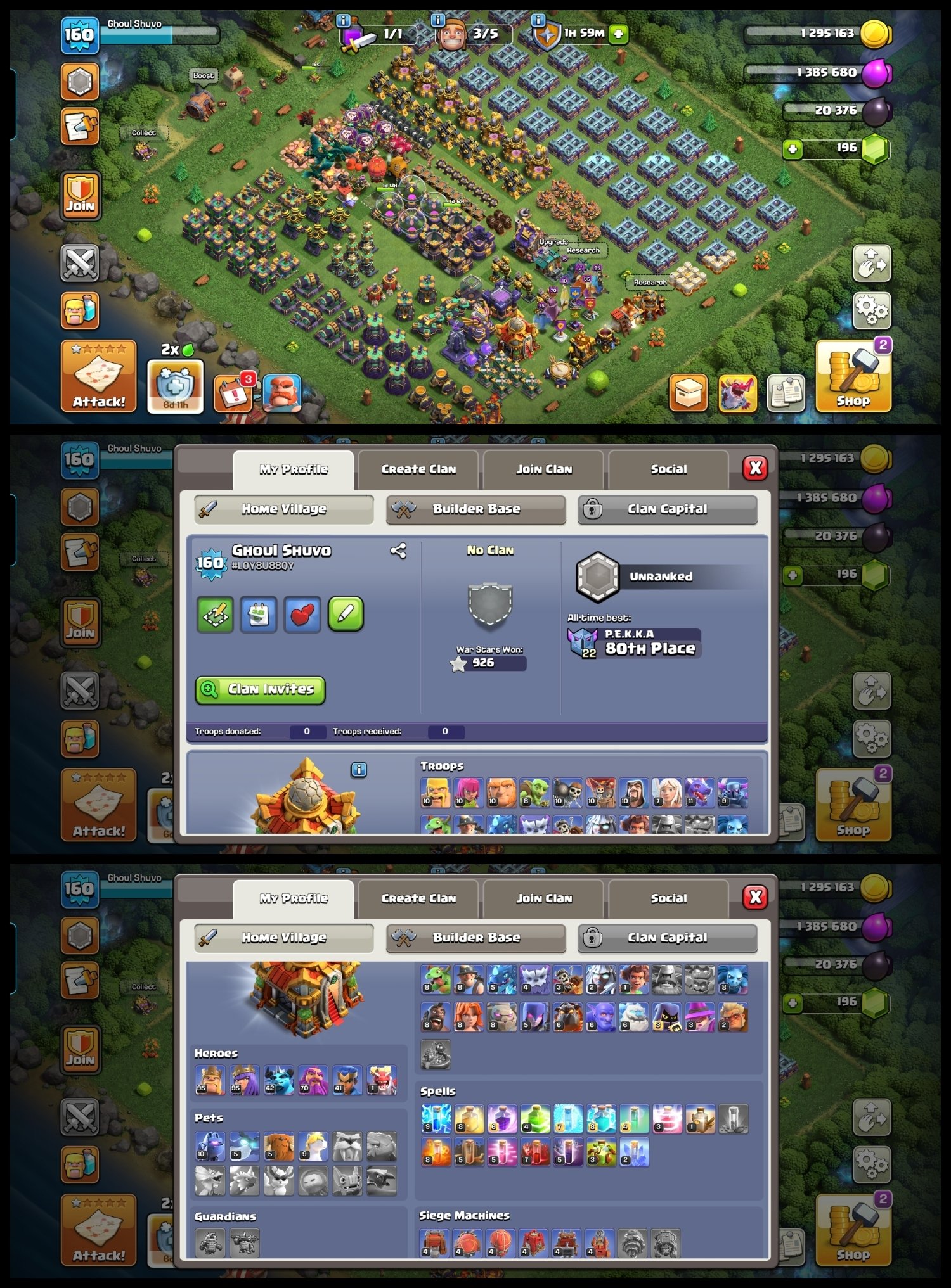 Max Th16 - 5x High EPIC EQ. - Hero(95,95,42,70,41) - 200 CWL - 2x Hero Skins - No. 678, 16 TH Main Village, 10 TH Builder