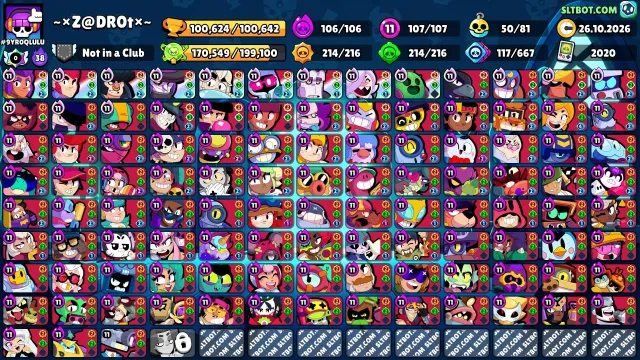 TOP ACCOUNT for cheap relative to the market, 100624 trophies, 107 brawlers, 90 primes