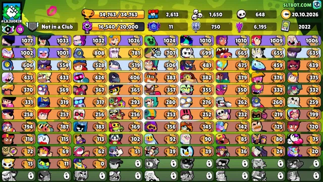 🏆34763 CUPS🏆🥊93/108 BRAWLERS🥊🌈 254 SKINS ≈21K GEMS🔥✅21 11x POWER✅11 PRIMES✅, 34763 cups, 93 brawlers, 11 primes