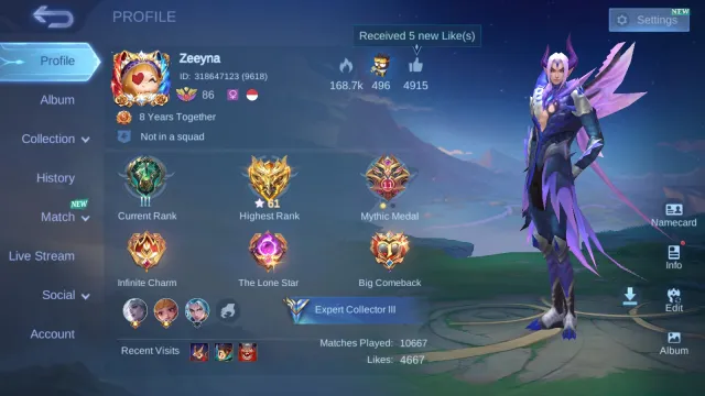 [Safe and Clean] Max. Heroes • Max. Emblems • Lots of Epic Skins | See description, Sale, Rank: Epic, Level: 86, Win Rate: 47%, Heroes: 133, Skins: 185