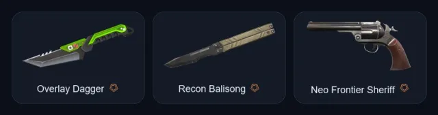【 Overlay Dagger / Recon Balisong 】【 Neo Frontier Sheriff 】【 Prime / Gaia's / Valiant Vandal 】, Sale, Platinum 1, Agents: 24, Skins: 26