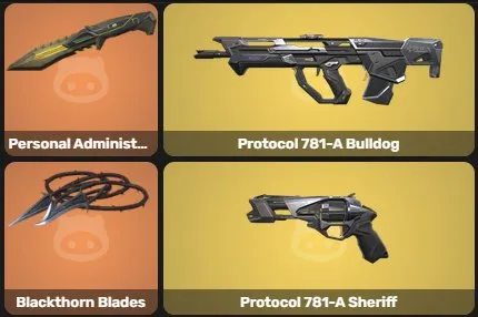 2 ножа | Protocol 781-A Bulldog | Protocol 781-A Sheriff | 16 скинов | 25 агентов, Продажа, Калибровка не открыта, Агентов: 25, Скинов: 16