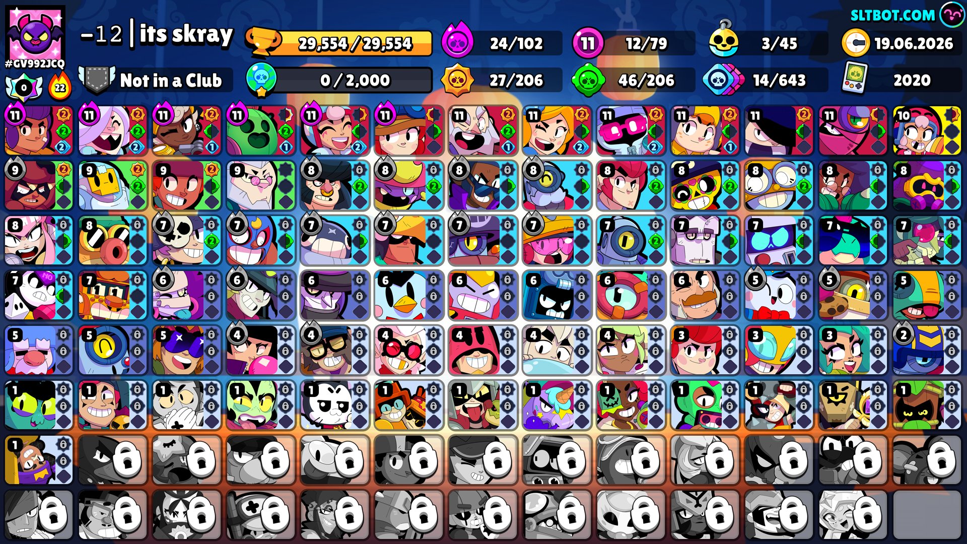 📅 2020 EXCLUSIVE | 💚 13.5K GEMS IN SKINS 💚 | 🎫 MALEFICENT 🎫 | LOTS OF RESOURCES, trophies 29500, brawlers 79