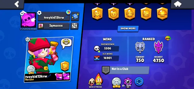 🏆 47000 🏆 👤 88/104 👤 💫 2019 💫 🧠 57 11 FORCES 🧠⭐️ RARE SKINS ⭐️ ✅ SCREENSHOTS ✅, trophies 50000, brawlers 90, primes 11